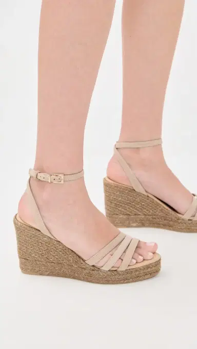 MANEBI Three Bands Wedge Espadrilles Vintage Taupe 39 | Thumbnail 5