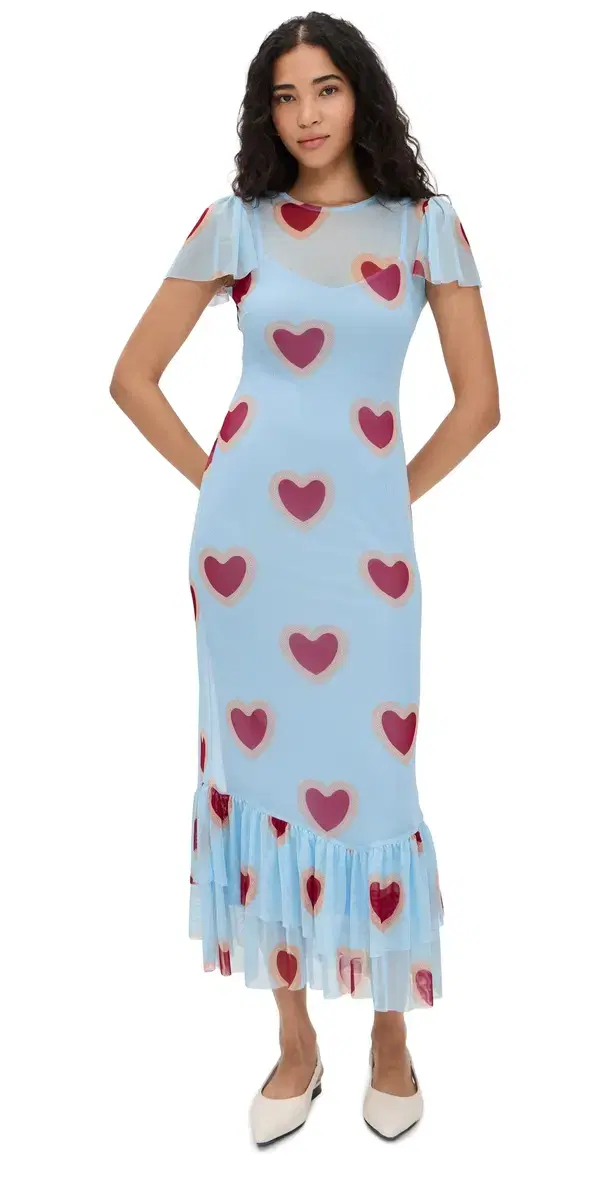 Never Fully Dressed Katie Heart Mesh Dress Blue