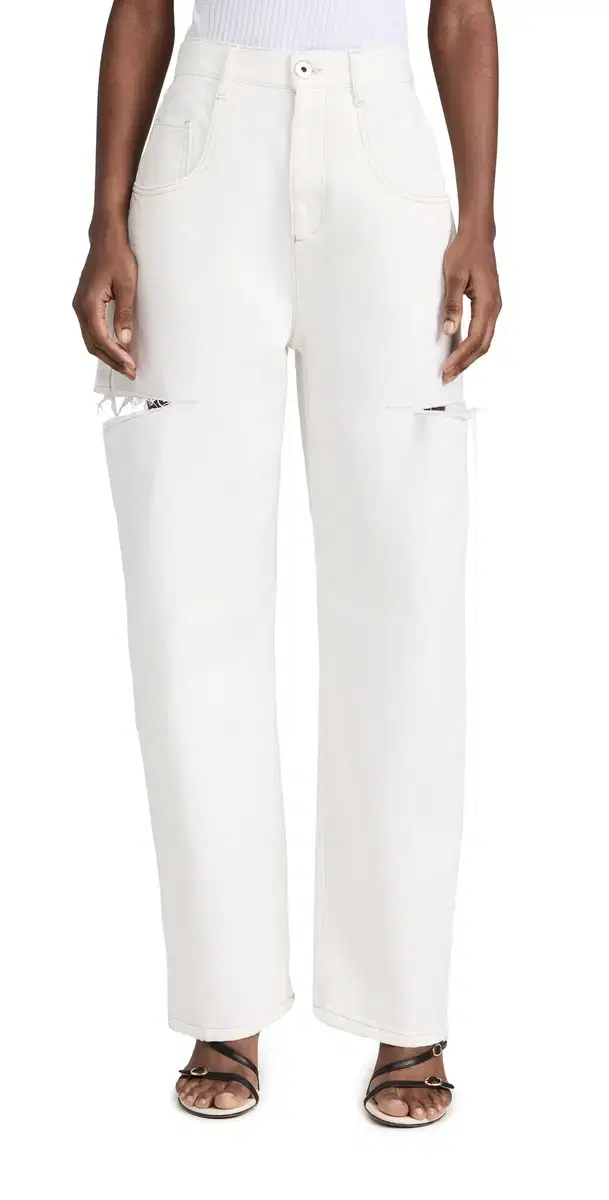 Denim Jeans with Slash Details Milk