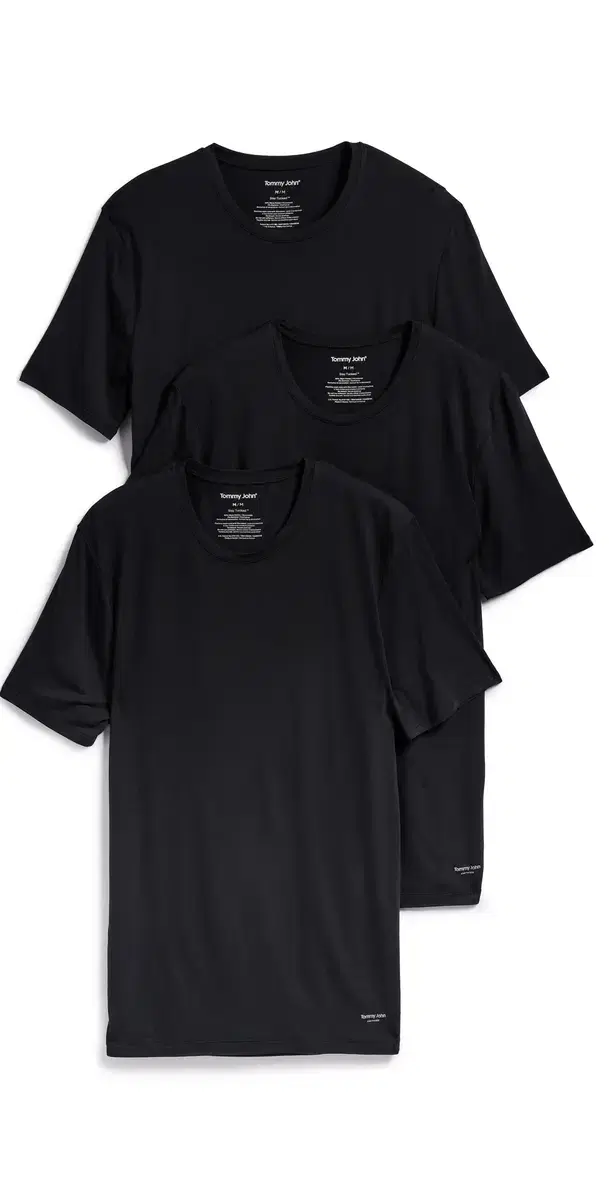 Tommy John Crew Neck tay-Tucked Undershirt 3-Pack Black