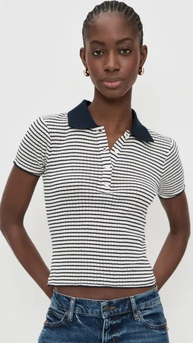 FRAME The Pointelle Polo Navy ulti | Thumbnail 2