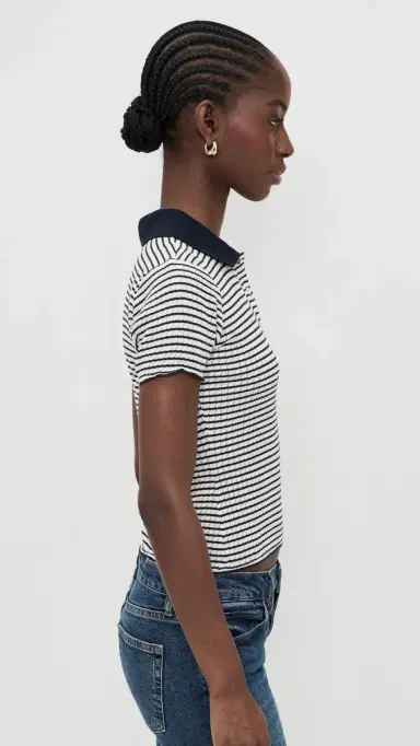 FRAME The Pointelle Polo Navy ulti | Thumbnail 4