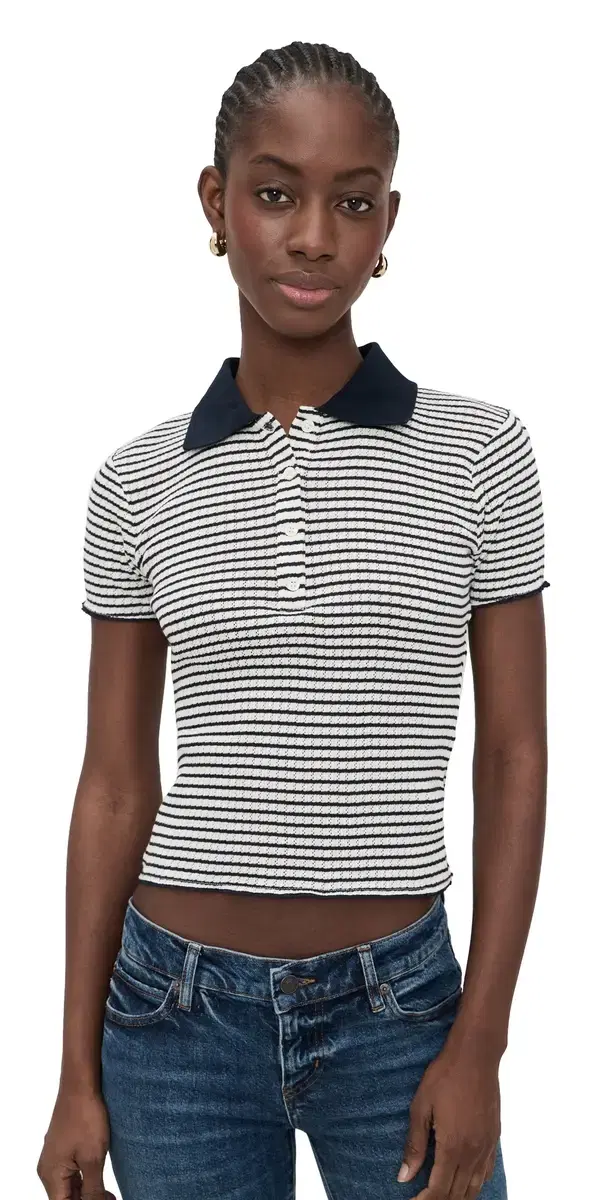 The Pointelle Polo Navy ulti