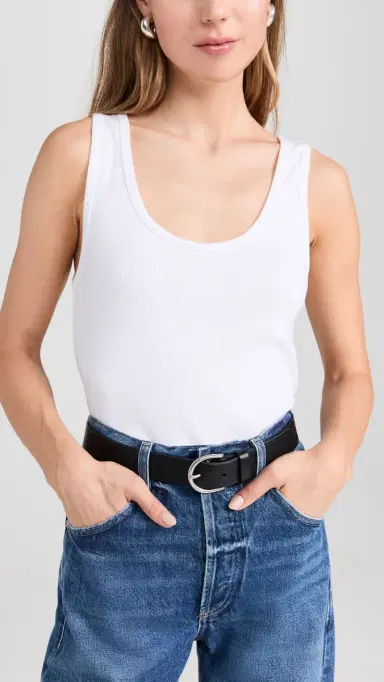 Madewell Medium Perfect Leather Belt Black and ilver | Thumbnail 3