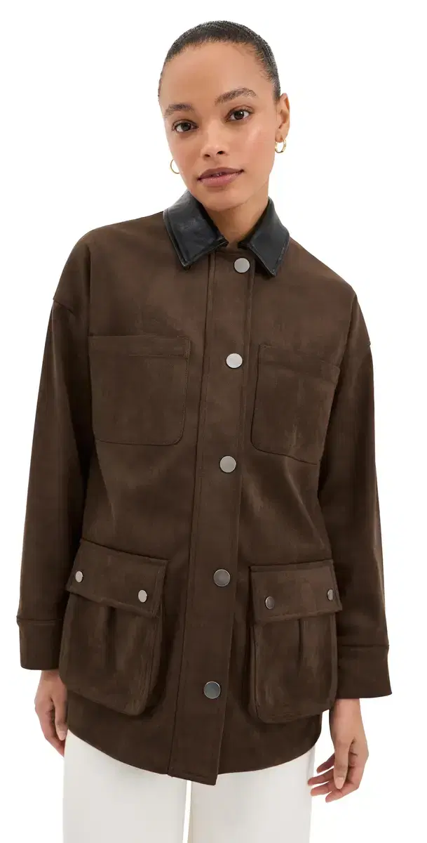 LE BOP Rowan Faux uede Utility Jacket Coffee