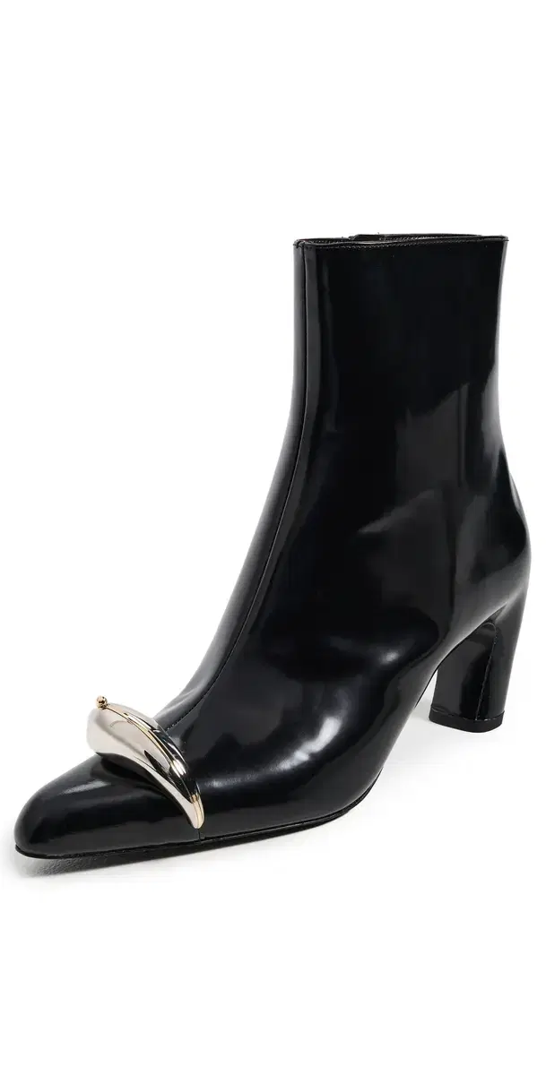 Pierced Heeled Ankle Boots Perfect Black/Silver