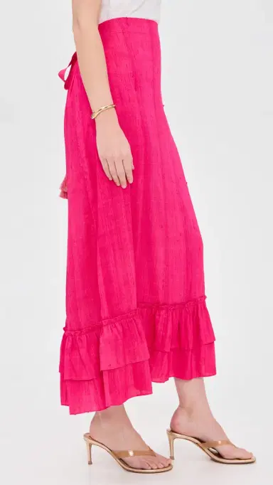 Coniglio Palm Beach Cinch Back Silk Midi Skirt Lush Pink One Size | Thumbnail 4