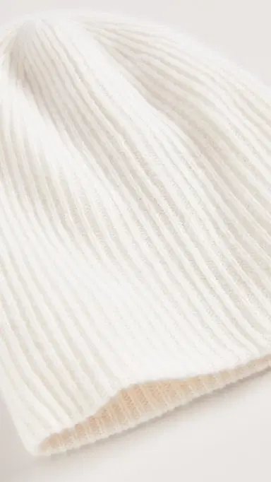White + Warren Cashmere Plush Rib Beanie Soft White One Size | Thumbnail 3 White + Warren Cashmere Plush Rib Beanie Soft White One Size | Thumbnail 3