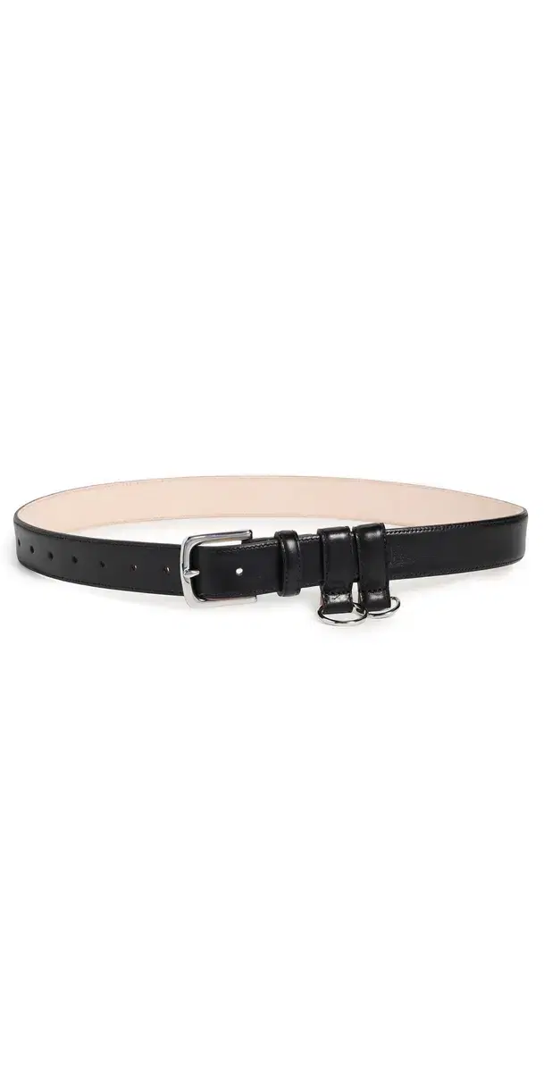 Classic Ring Hardware Leather Belt Black