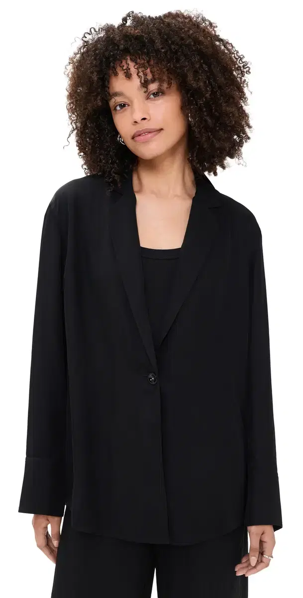 Washed Twill Airy Blazer Black Washed Twill Airy Blazer Black