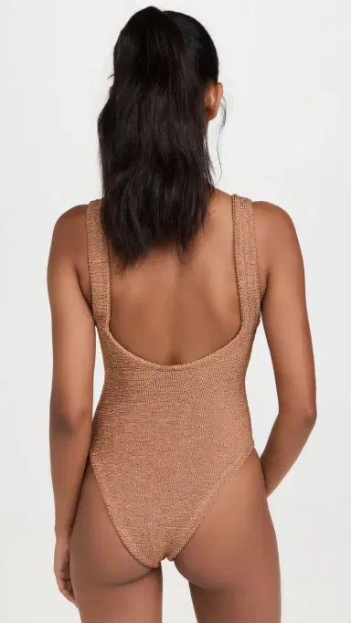 Hunza G Domino Swim One Piece Metallic Cocoa One Size | Thumbnail 3