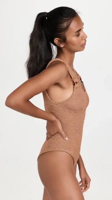 Hunza G Domino Swim One Piece Metallic Cocoa One Size | Thumbnail 4