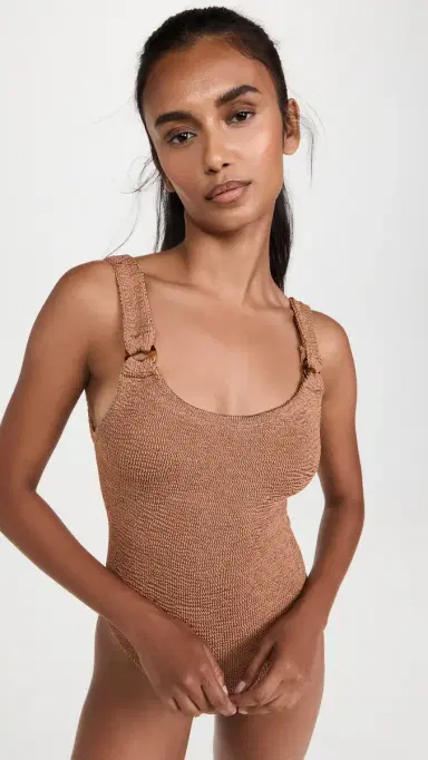 Hunza G Domino Swim One Piece Metallic Cocoa One Size | Thumbnail 5