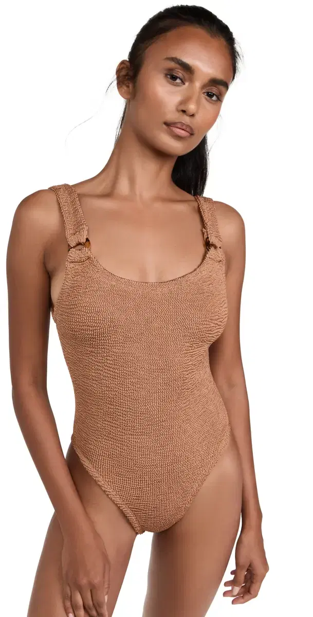 Domino Swim One Piece Metallic Cocoa One Size