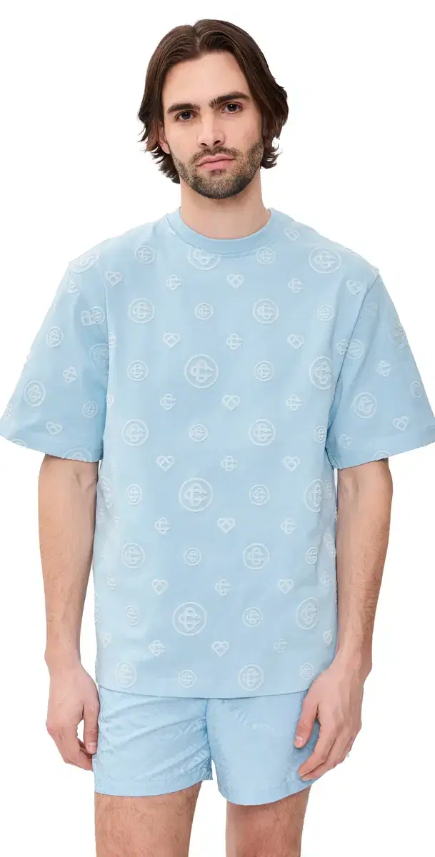 Casablanca Applique onogram Oversized T-Shirt Blue