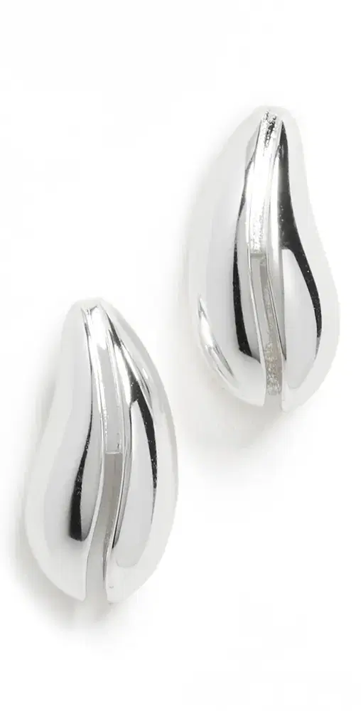 Tory Burch Small Pierced Earrings Light Silver One Size