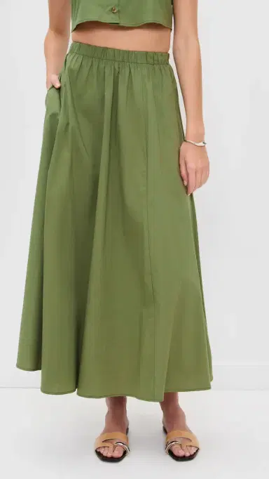 LE BOP Poplin Martha Skirt Olive | Thumbnail 2