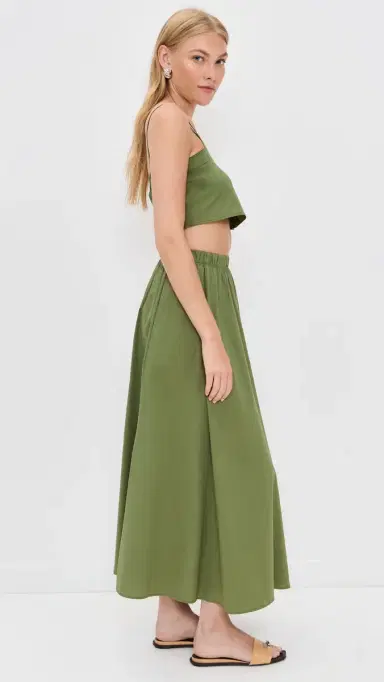 LE BOP Poplin Martha Skirt Olive | Thumbnail 4
