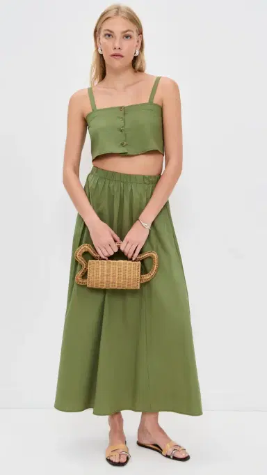 LE BOP Poplin Martha Skirt Olive | Thumbnail 5