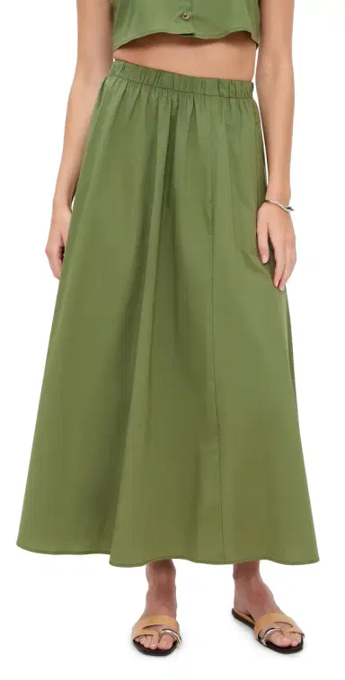 LE BOP Poplin Martha Skirt Olive | Thumbnail 1