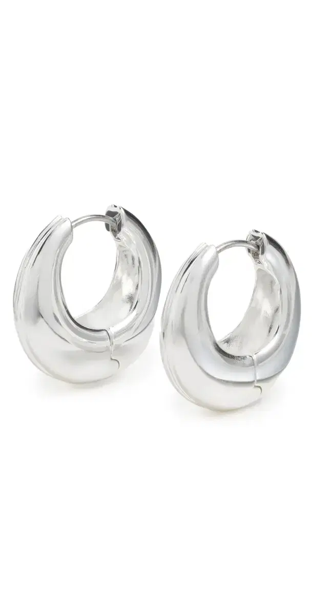 Tory Burch Small Pierced Hoop Earrings Light Silver One Size