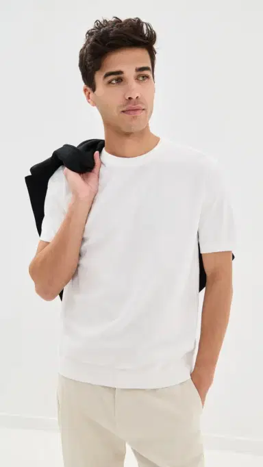 Theory Light Bilen Knit Soris Tee White L | Thumbnail 2