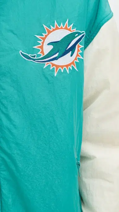 Terez Dolphins Colorblock Bomber Jacket Dolphins Aqua/Sugar Swizzle S | Thumbnail 6