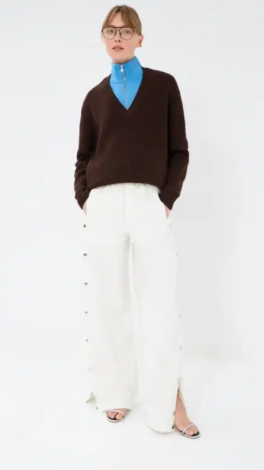 Tibi Nylon Snap Pull On Joggers White M | Thumbnail 2 Tibi Nylon Snap Pull On Joggers White M | Thumbnail 2