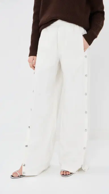 Tibi Nylon Snap Pull On Joggers White M | Thumbnail 3 Tibi Nylon Snap Pull On Joggers White M | Thumbnail 3