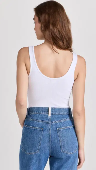 L'Agence Nica Scoop Neck Tank Thong Bodysuit White M | Thumbnail 3