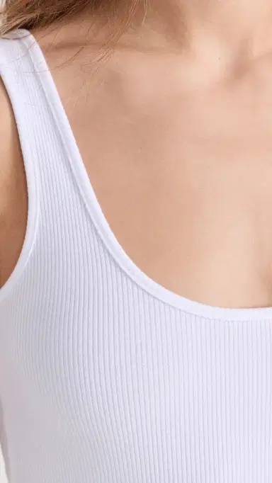 L'Agence Nica Scoop Neck Tank Thong Bodysuit White M | Thumbnail 6