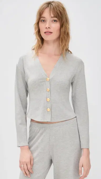 LE BOP Mary Kate Ponte Cardigan Heather Grey | Thumbnail 2 LE BOP Mary Kate Ponte Cardigan Heather Grey | Thumbnail 2