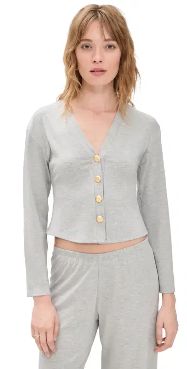 LE BOP Mary Kate Ponte Cardigan Heather Grey | Thumbnail 1 LE BOP Mary Kate Ponte Cardigan Heather Grey | Thumbnail 1
