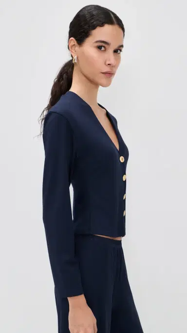 LE BOP Mary Kate Ponte Cardigan Navy M | Thumbnail 4