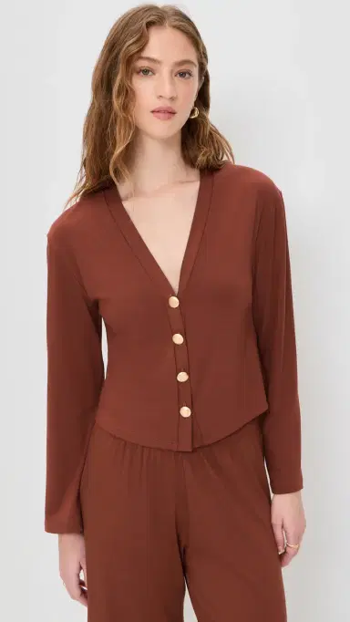 LE BOP Mary Kate Ponte Cardigan Cognac S | Thumbnail 2