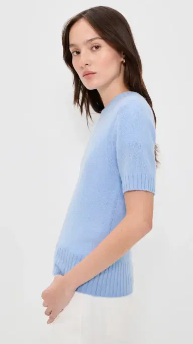 White + Warren Featherweight Cashmere Pullover Blue Vapor | Thumbnail 4 White + Warren Featherweight Cashmere Pullover Blue Vapor | Thumbnail 4