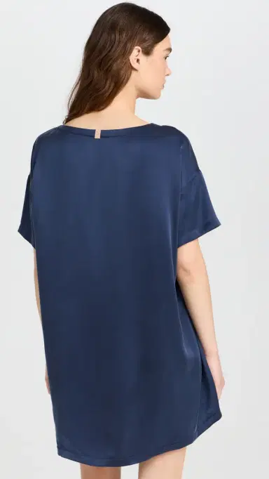 Lunya Washable Silk Oversized Sleep Tee Deep Blue | Thumbnail 3