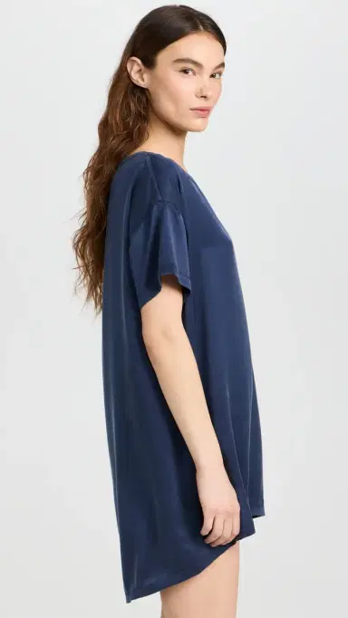 Lunya Washable Silk Oversized Sleep Tee Deep Blue | Thumbnail 4