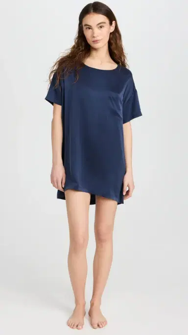 Lunya Washable Silk Oversized Sleep Tee Deep Blue | Thumbnail 5