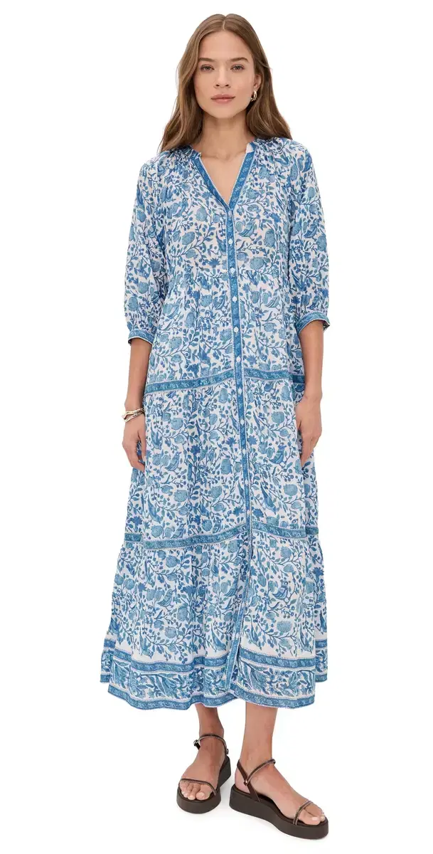 Clara axi Dress Blue White