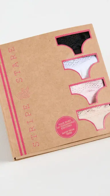 Stripe & Stare Essentials Mix Knicker Box 4 Pack Black/Sand/White/Pale Pink L | Thumbnail 6