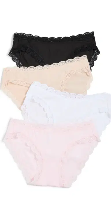 Stripe & Stare Essentials Mix Knicker Box 4 Pack Black/Sand/White/Pale Pink L | Thumbnail 1