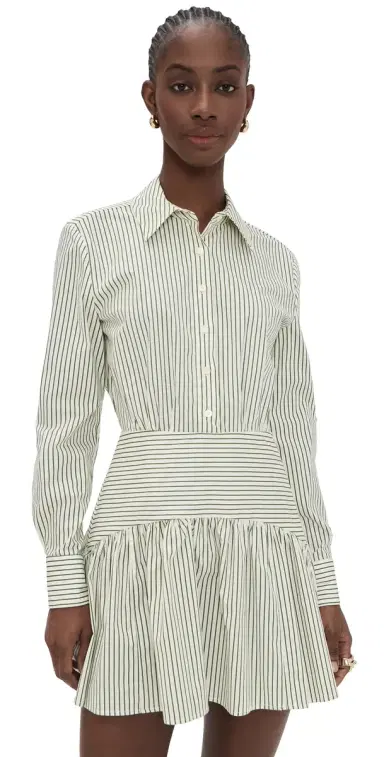 Staud Rocco Mini Dress Chive Stripe 14 | Thumbnail 1