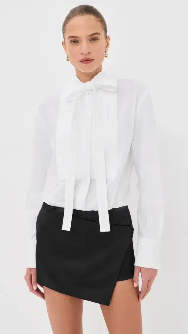 The Attico Mini Shirt Dress with Necktie White/Black 38 | Thumbnail 2 The Attico Mini Shirt Dress with Necktie White/Black 38 | Thumbnail 2