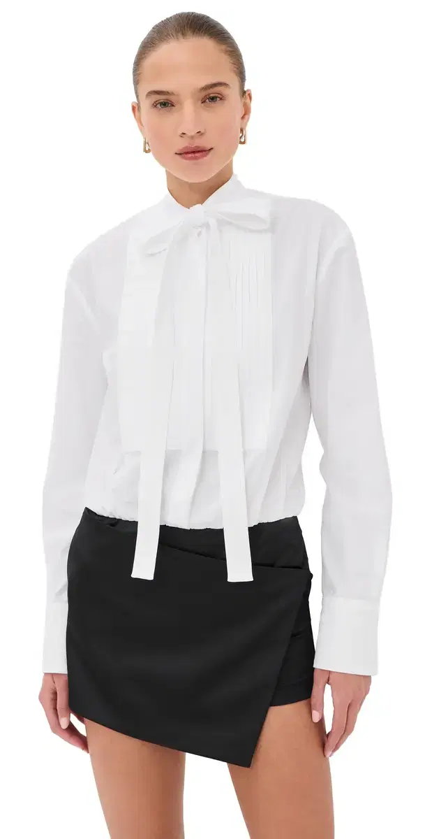 The Attico Mini Shirt Dress with Necktie White/Black