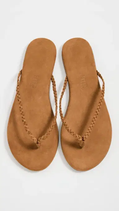 TKEES Lily Braid Flip Flops Camel 6 | Thumbnail 2