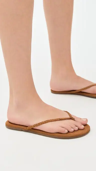 TKEES Lily Braid Flip Flops Camel 6 | Thumbnail 3
