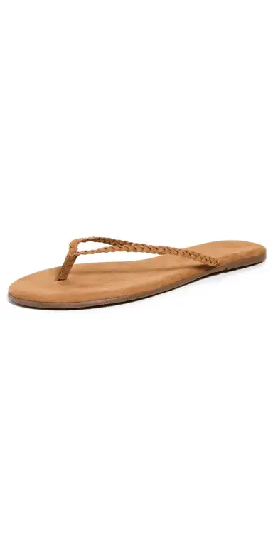 TKEES Lily Braid Flip Flops Camel 6 | Thumbnail 1