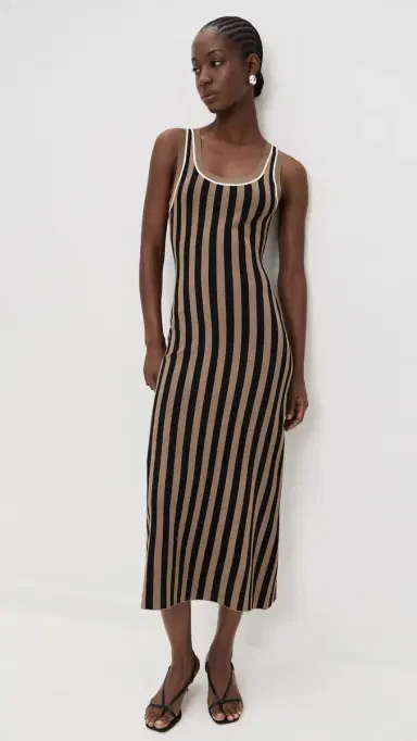 LE BOP Striped Jacquard Dress Chocolate/Black | Thumbnail 2
