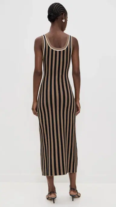 LE BOP Striped Jacquard Dress Chocolate/Black | Thumbnail 3